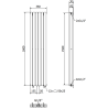 Mexen Dallas decoratieve radiator 1600 x 360 mm, 1039 W, antraciet - W214-1600-360-00-66
