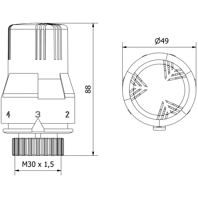 Mexen Uni-Term termostaattinen patterin pää, antrasiitti - W908-002-66