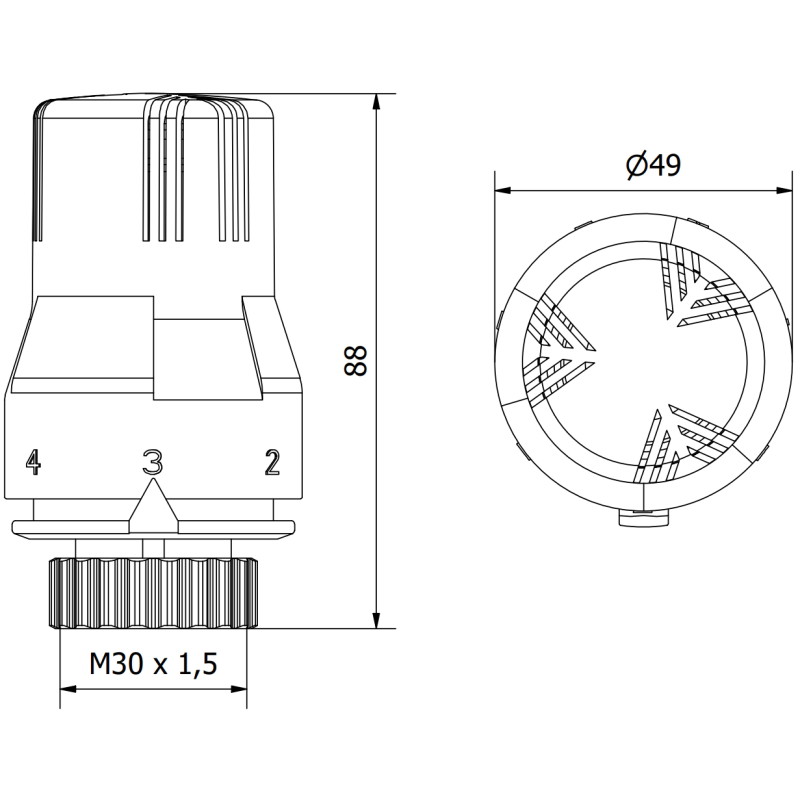 Mexen Uni-Term radiaatori termostaatiline pea, must - W908-002-70