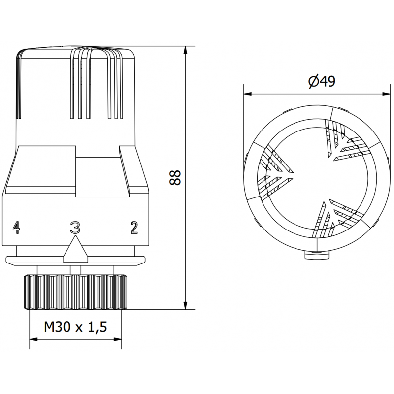 Mexen Uni-Term thermostatesche Kapp fir de Heizkierper, schwaarz - W908-002-70