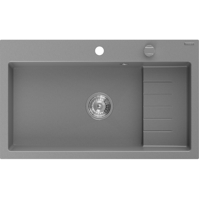 Mexen Omar Granit-Ëvier mat 1-Komores 800 x 480 mm, gro, Chrom-Siphon - 6520801005-71