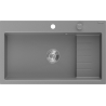 Mexen Omar granieten spoelbak 1-komers 800 x 480 mm, grijs, sifon chroom - 6520801005-71