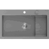 Mexen Omar granite sink 1-bowl 800 x 480 mm, grey, chrome siphon - 6520801005-71