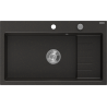 Mexen Omar lavello da cucina in granito a una vasca 800 x 480 mm, nero/oro metallizzato, sifone cromato - 6520801005-75