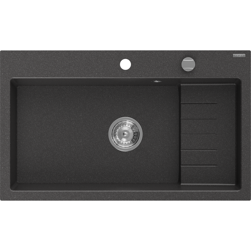 Mexen Omar granitdiskho med 1 fack 800 x 480 mm, svart med fläckar, kromuppsamlare - 6520801005-76