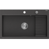 Mexen Omar Granitspüle 1-becken 800 x 480 mm, schwarz gesprenkelt, Siphon Chrom - 6520801005-76