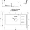 Mexen Omar granieten spoelbak 1-kamer 800 x 480 mm, zwart, chromen sifon - 6520801005-77