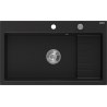Mexen Omar évier en granit 1 bac 800 x 480 mm, noir, siphon chromé - 6520801005-77