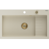 Mexen Omar granieten spoelbak 1-kamer 800 x 480 mm, beige, gouden sifon - 6520801005-69-G