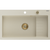 Mexen Omar granite sink 1-bowl 800 x 480 mm, beige, golden siphon - 6520801005-69-G