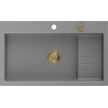Mexen Omar granieten spoelbak 1-komors 800 x 480 mm, grijs, gouden sifon - 6520801005-71-G