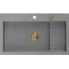 Mexen Omar Granitspüle 1-beckig 800 x 480 mm, grau, Siphon gold - 6520801005-71-G