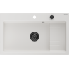 Mexen Omar évier en granit 1 bac 800 x 480 mm, blanc, siphon noir - 6520801005-20-B