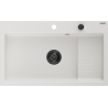 Mexen Omar lava-loiça de granito de 1-gaveta 800 x 480 mm, branco, sifão preto - 6520801005-20-B