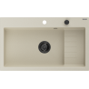 Mexen Omar fregadero de granito de 1 seno 800 x 480 mm, beige, sifón negro - 6520801005-69-B