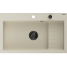 Mexen Omar Granitspüle 1-beckig 800 x 480 mm, beige, schwarzer Siphon - 6520801005-69-B