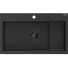 Mexen Omar granite sink 1-bowl 800 x 480 mm, black/silver metallic, black siphon - 6520801005-73-B