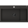 Mexen Omar fregadero de granito de 1 seno 800 x 480 mm, negro/dorado metálico, sifón negro - 6520801005-75-B