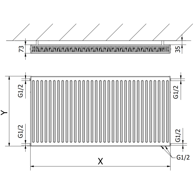 Mexen CV21 grzejnik płytowy 300 x 2800 mm, podłączenie dolne, 2061 W, czarny - W621-030-280-70