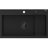 Mexen Omar fregadero de granito de 1 compartimento 800 x 480 mm, negro, sifón negro - 6520801005-77-B