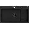 Mexen Omar lavello da cucina in granito a 1 vasca 800 x 480 mm, nero, sifone nero - 6520801005-77-B