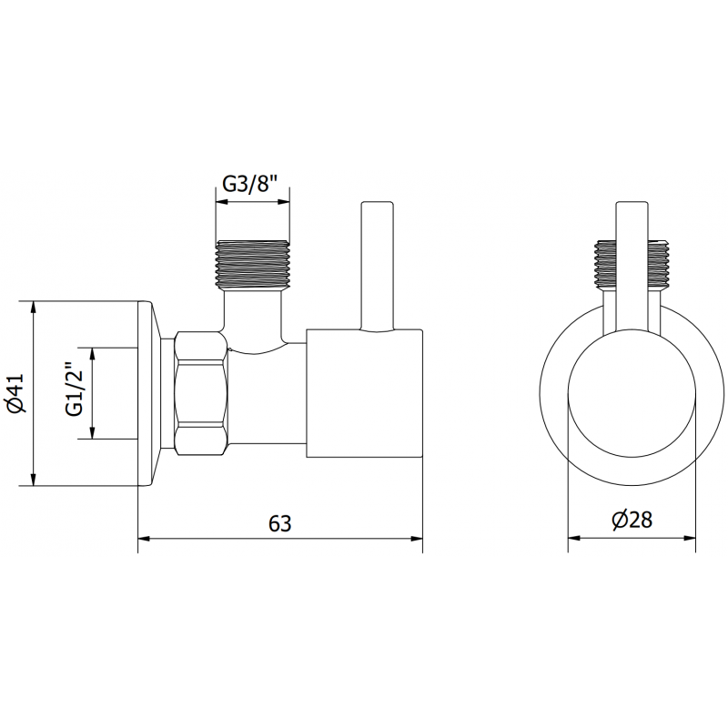 Mexen R1 kulmaventtiili hanalle 1/2"x3/8", musta - 79970-70