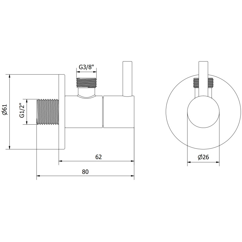 Mexen R2 kutni ventil za bateriju 1/2"x3/8", bijeli - 79972-20