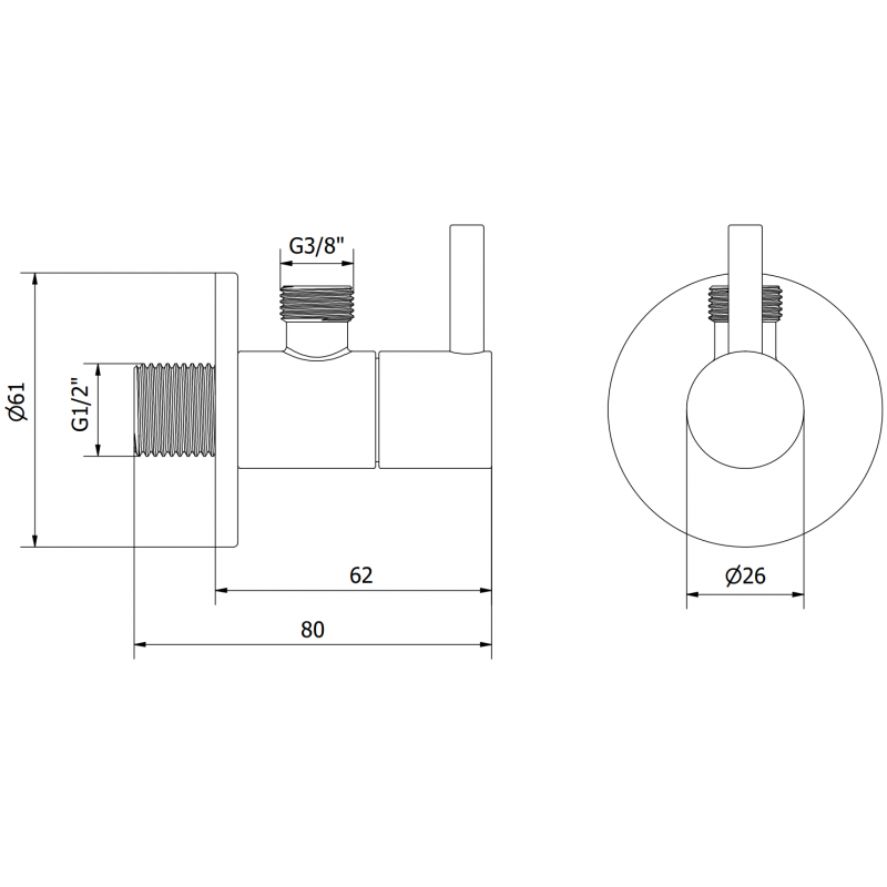 Mexen R2 vanne d'angle pour robinet 1/2"x3/8", blanc - 79972-20