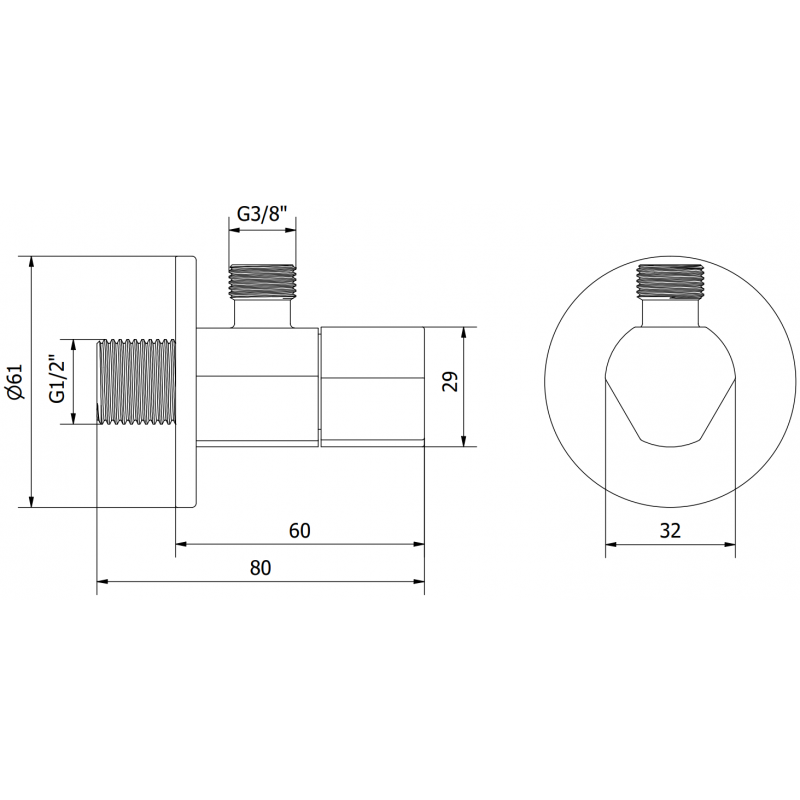 Mexen T zawór kątowy do baterii 1/2"x3/8", biały - 79973-20