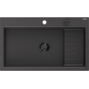 Mexen Omar granieten gootsteen 1-kamer 800 x 480 mm, zwart gespikkeld, zwarte sifon - 6520801005-76-B
