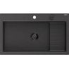Mexen Omar Granitspulluet mat enger Schoss 800 x 480 mm, schwaarz gesprenkelt, schwaarzen Siphon - 6520801005-76-B