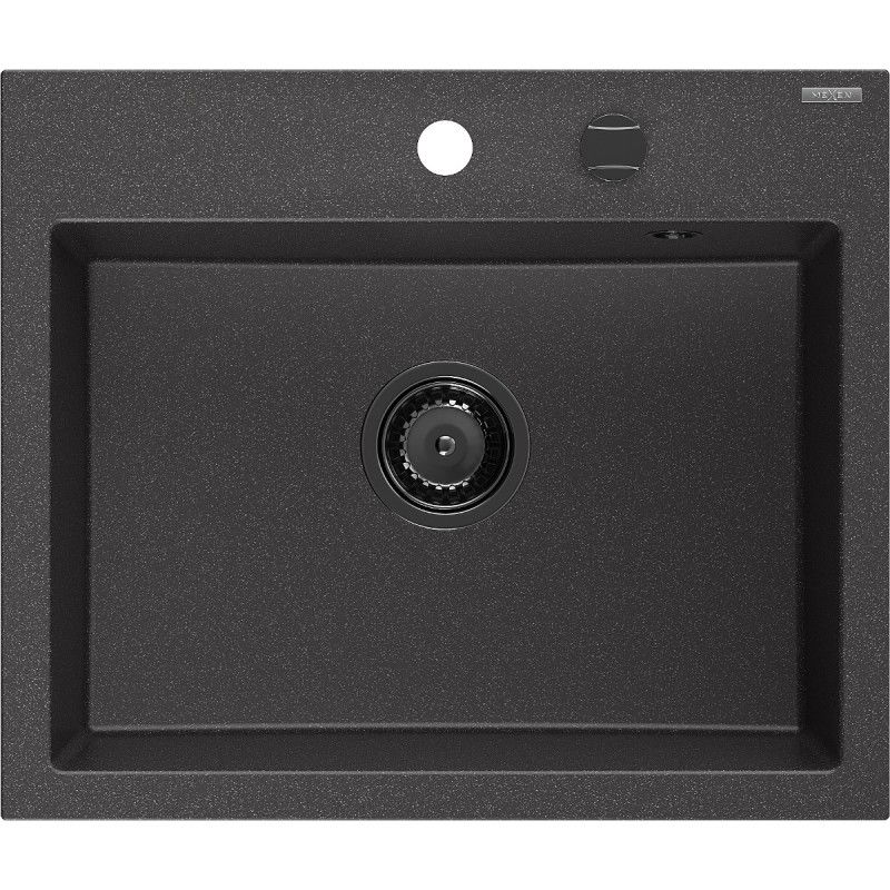 Mexen Oscar Granitdiskho 1-fack 580 x 490 mm, svartprickig, svart sil - 6519581000-76-B