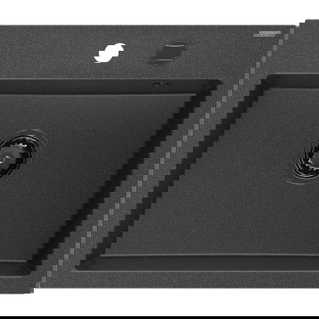 Mexen Oscar lava-loiça de granito 1-cuba 580 x 490 mm, preto salpicado, sifão preto - 6519581000-76-B