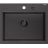 Mexen Oscar 1-Bowl Granite Sink 580 x 490 mm, Black Spotted, Black Siphon - 6519581000-76-B