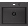Mexen Oscar fregadero de granito de 1 seno 580 x 490 mm, negro moteado, sifón negro - 6519581000-76-B