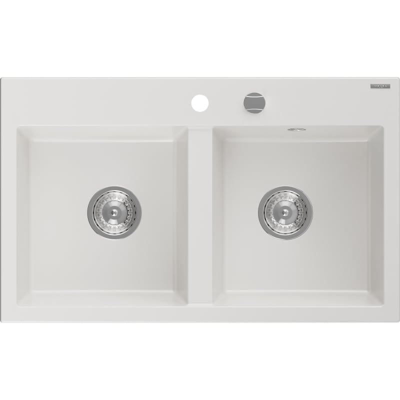 Mexen Hektor graniitvalamu 2-kambriline 800 x 480 mm, valge, kromi sifoon - 6521802000-20