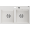 Mexen Hektor évier en granit 2 bacs 800 x 480 mm, blanc, siphon chromé - 6521802000-20
