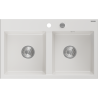 Mexen Hektor granieten spoelbak 2 kamers 800 x 480 mm, wit, chrom sifon - 6521802000-20