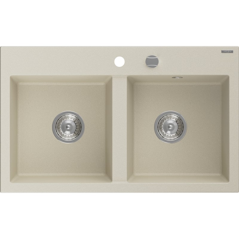 Mexen Hektor kahekordne graniitvalamu 800 x 480 mm, beež, kroom sifoon - 6521802000-69