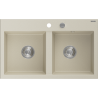 Mexen Hektor granieten gootsteen met 2 kommen 800 x 480 mm, beige, chromen sifon - 6521802000-69