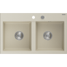 Mexen Hektor Granitspüle 2-Becken 800 x 480 mm, beige, Chrom-Siphon - 6521802000-69
