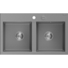 Mexen Hektor évier en granit 2 bacs 800 x 480 mm, gris, siphon chromé - 6521802000-71