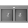Mexen Hektor fregadero de granito de 2 compartimentos 800 x 480 mm, gris, sifón cromado - 6521802000-71
