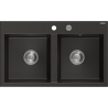 Mexen Hektor Granitspüle 2-Kammer 800 x 480 mm, schwarz/goldmetallisch, Siphon chrom - 6521802000-75
