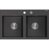 Mexen Hektor Granitspüle 2-beckig 800 x 480 mm, schwarz gesprenkelt, Siphon Chrom - 6521802000-76