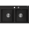 Mexen Hektor 2-Bowl Granite Sink 800 x 480 mm, Black, Chrome Siphon - 6521802000-77