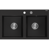 Mexen Hektor granieten gootsteen 2-kamer 800 x 480 mm, zwart, chromen sifon - 6521802000-77