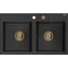 Mexen Hektor νεροχύτης γρανιτένιος 2 θαλάμων 800 x 480 mm, μαύρος/χρυσός