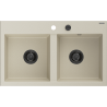 Mexen Hektor granite sink 2-chamber 800 x 480 mm, beige, black siphon - 6521802000-69-B