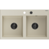 Mexen Hektor νεροχύτης γρανίτης 2-διαμέρισμα 800 x 480 mm, μπεζ, μαύρο σιφόνι